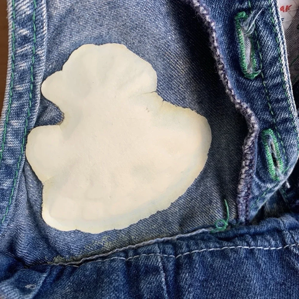 VTG RARE Oshkosh Vestbak Bubble Overalls 12mo Open Button Front Embossed 3D Logo